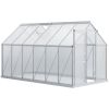 Outsunny 12' x 6' Aluminum Greenhouse, Polycarbonate Walk-in Garden Greenhouse Kit with Adjustable Roof Vent, Rain Gutter and Sliding Door, Silver