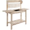 Outsunny Wooden Potting Bench Garden Work Table with Storage Natural Finish