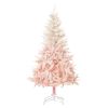HOMCOM 5ft Pencil Christmas Tree, Pink Christmas Tree with 450 Branches & Detachable Base, Home Party Christmas Decoration, Pink