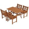 Outsunny 4-Person Patio Dining Set Teak Finish Wooden Outdoor Furniture for Backyard Garden Poolside Deck