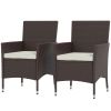 Outsunny Rattan Dining Chair Set 2pcs, Wicker Outdoor Seating with Cushions, Stackable Design in Dark Coffee