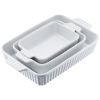 Ceramic Baking Dish 3 Pieces Rectangular Bakeware Set Deep for Baking White