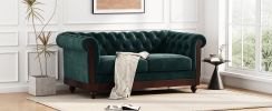 VIVALUX 59.44" Chesterfield Velvet Loveseat Sofa,2-Person Rolled Arm Dutch Plush Upholstered Sofa Couch with Tufted Button for Living Room, Bedroom