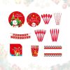 Christmas 10-piece set   Set Party Supplies Snowman Disposable Tableware Paper Plates and Napkins Banners Plastic tablecloths Cutlery Serves 60 for Me