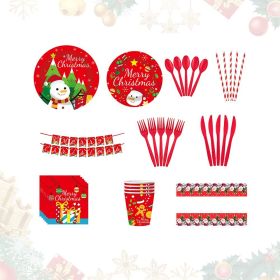 Christmas 10-piece set   Set Party Supplies Snowman Disposable Tableware Paper Plates and Napkins Banners Plastic tablecloths Cutlery Serves 60 for Me
