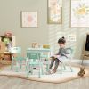 Qaba Height Adjustable 5pc Toddler Table and Chair Set with Storage Box, Green, Easy to Wipe, for 18 Months - 5 Years