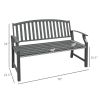 Outsunny 46" Outdoor Garden Bench Gray Metal Steel Slatted Frame for Stylish Patio Park Porch Lawn Yard Deck