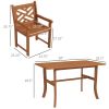 Outsunny 4-Person Patio Dining Set Teak Finish Wooden Outdoor Furniture for Backyard Garden Poolside Deck