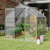 Outsunny 12' x 6' Aluminum Greenhouse, Polycarbonate Walk-in Garden Greenhouse Kit with Adjustable Roof Vent, Rain Gutter and Sliding Door, Silver
