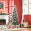 HOMCOM 6ft Artificial Snow Flocked Christmas Tree with Foldable Steel Stand Home Indoor Decoration Green