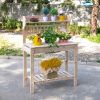 Outsunny Wooden Potting Bench Garden Work Table with Storage Natural Finish