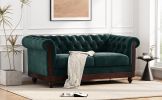 VIVALUX 59.44" Chesterfield Velvet Loveseat Sofa,2-Person Rolled Arm Dutch Plush Upholstered Sofa Couch with Tufted Button for Living Room, Bedroom