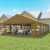 Outsunny 20' x 40' Party Tent, Outdoor Canopy Tent with Removable Sidewalls, 12 Windows for Parties, Wedding, Events, BBQ, Brown
