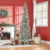 HOMCOM 7.5ft Flocked Pencil Tree, Pop Up Xmas Pencil Tree, Holiday Home Indoor Decoration for Party with Automatic Open, Green