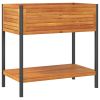 Garden Planter with Shelf 31.5"x17.7"x31.5" Solid Wood Acacia and Steel