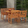 Outsunny 4-Person Patio Dining Set Teak Finish Wooden Outdoor Furniture for Backyard Garden Poolside Deck