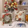 Christmas Pillow Covers 18x18 inch Set of 4 Santa Claus Reindeer Decorative Vintage Throw Pillow Covers Winter Retro Farmhouse Decoration for Home Cou