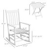Outsunny Outdoor Rocking Chair Set of 2 with Side Table, Patio Wooden Rocking Chair with Smooth Armrests, High Back for Garden, Balcony, Porch
