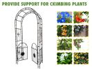 Metal Garden Arch with doors Garden Arbor Trellis Climbing Plants Support Arch Outdoor Arch Wedding Arch Party Events Archway Black