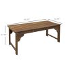 Outsunny Garden Bench Wooden Slatted Curved Seat Design Teak Front Porch Seating