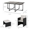Outsunny Outdoor Rattan Conversation Set 11 Piece Sectional Sofa Wicker Table Chairs with Cushions for Patio Garden Cream White