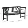 Outsunny 3-Seat Wooden Garden Bench, Outdoor Seating with Backrest and Armrests, Weather-Resistant, Gray