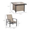 Outsunny 5-Piece Rattan Patio Dining Set Outdoor Wicker Furniture Set 4 Rocking Chairs & Square Table with Metal Ice Bucket, Beige
