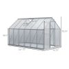 Outsunny 12' x 6' Aluminum Greenhouse, Polycarbonate Walk-in Garden Greenhouse Kit with Adjustable Roof Vent, Rain Gutter and Sliding Door, Silver