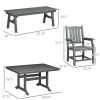 Outsunny 6 Pieces Patio Dining Set, 6 Seater Outdoor Table and Chairs Loveseat with Umbrella Hole, Cushions, for Poolside, Backyard, Dark Gray