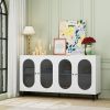 Modern Accent Sideboard Cabinet with Acrylic Doors, Freestanding Storage Cupboard Console Table for Kitchen Dining Living Room Hallway Office, White