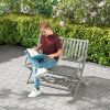 Outsunny 2-Person Foldable Wood Outdoor Bench with Backrest and Armrests for Garden, Porch, Park, Balcony, Gray