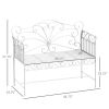Outsunny 45" Patio Garden Bench, Cast Iron Antique Porch Benches for Outside, Cream White