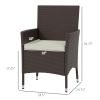 Outsunny Rattan Dining Chair Set 2pcs, Wicker Outdoor Seating with Cushions, Stackable Design in Dark Coffee