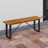 Outsunny Outdoor Bench, 2-Person Backless Garden Bench, Acacia Wood Patio Bench Loveseat with Slatted Seat for Porch, Park, Teak