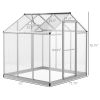 Outsunny 6' L x 6' W Walk-In Polycarbonate Greenhouse with Roof Vent for Ventilation & Rain Gutter, Hobby Greenhouse for Winter, Clear