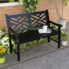 Outsunny Black Timber Tranquility: 43.25" Wooden Garden Bench for Peaceful Outdoors