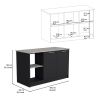 Coral Kitchen Island with Large Countertop, Open Storage Shelves and Double Door Cabinet