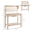 Outsunny Wooden Potting Bench Garden Work Table with Storage Natural Finish