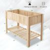 47 Inch Wooden Raised Garden Bed with Bottom Shelf and Bed Liner
