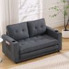 {VIDEO Provided}3-in-1 Upholstered Futon Sofa Convertible Sofa bed,Foldable Tufted Loveseat with Pull Out Sleeper Couch Bed