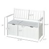 Outsunny 41 Gallon Outdoor Storage Bench, Wooden Deck Box with Inner waterproof PE Lining, 2-Seat Container Perfect for Patio Garden, White