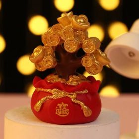 1pc Resin Wealth Tree Ornaments (2.68"��2.17"1.97"); Treasure Basin; Home Decorations; Holiday Gifts (Style: A)