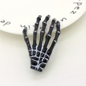 Halloween Skeleton Claw Hair Clip Gothic Punk Rock Barrettes Skull Hand Hair Accessories For Halloween Party Cosplay Wear (Color: black)