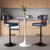 Bar Stools Set of 2 Seat Adjustable Height 25.2-33.8IN - Bentwood Swivel Barstools with Back & Footrest - PU Leather Upholstered Bar Chair for Bar