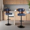 Bar Stools Set of 2 Seat Adjustable Height 25.2-33.8IN - Bentwood Swivel Barstools with Back & Footrest - PU Leather Upholstered Bar Chair for Bar