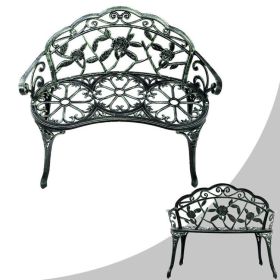 Aluminum Patio Outdoor Garden Bench Chair Loveseat Cast (Color: green)