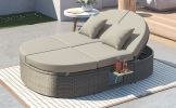 TOPMAX Outdoor Sun Bed Patio 2-Person Daybed with Cushions and Pillows