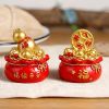 1pc; Pot Of Golden Car Ornament (2.28"��1.97"��1.97"); Home Decoration; Holiday Birthday Gifts