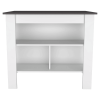 Surrey 2 Piece Kitchen Set, Kitchen Island + Pantry Cabinet , White /Walnut