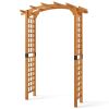 7/7.5 Feet Garden Arch Wooden Arbor Outdoor Wood Trellis for Climbing Plants